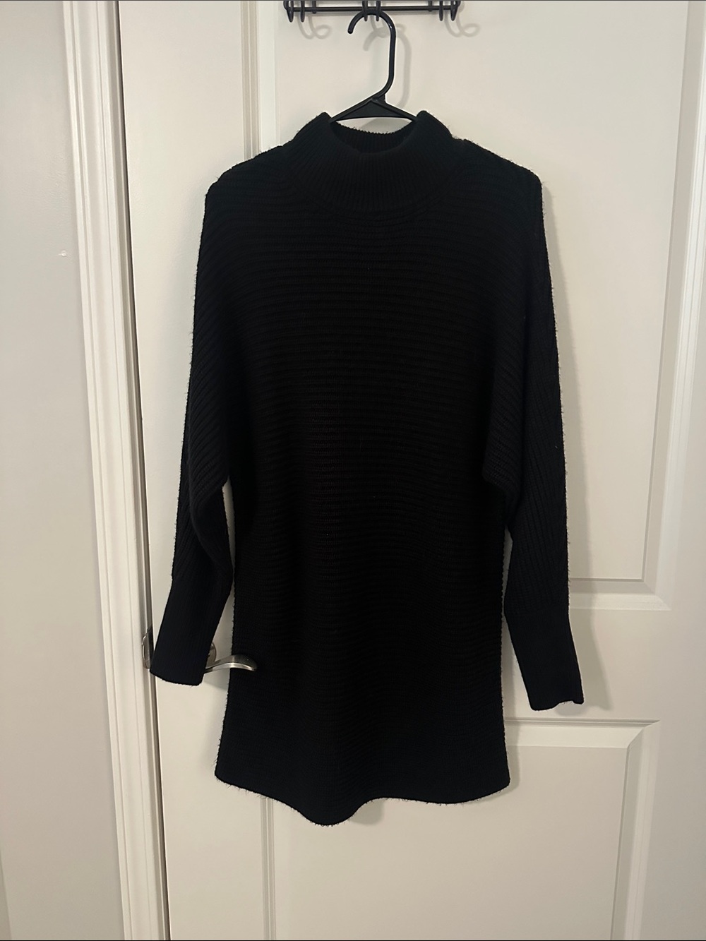 Gianni Bini Black Ribbed Mock Neck Sweater Dress